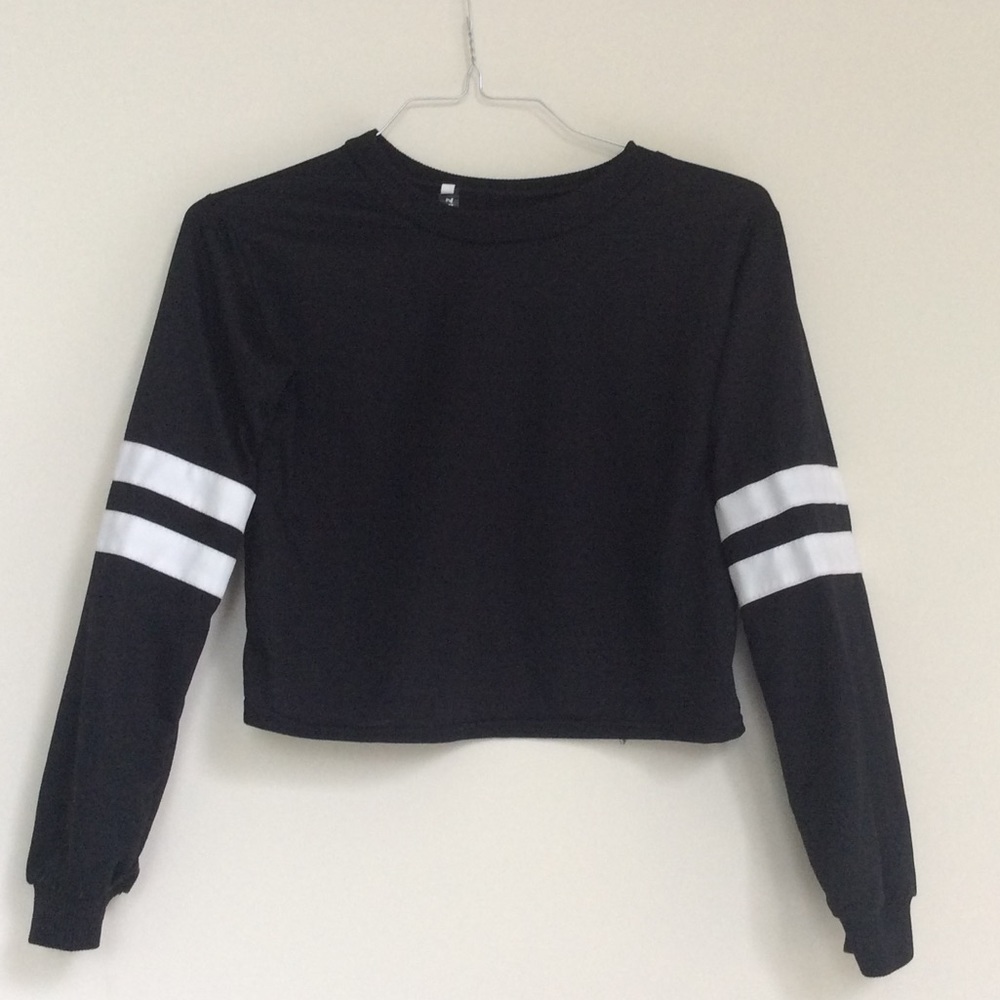 Varsity Style Long Sleeve Crop Top